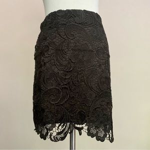 Black crochet lace mini skirt